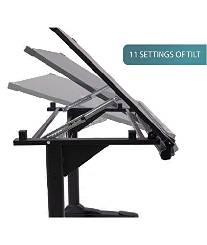 Stand Up Desk Store Height Adjustable Drawing and Drafting Table with 39.2"W x 27.5" D Surface, Black - Thumbnail 3