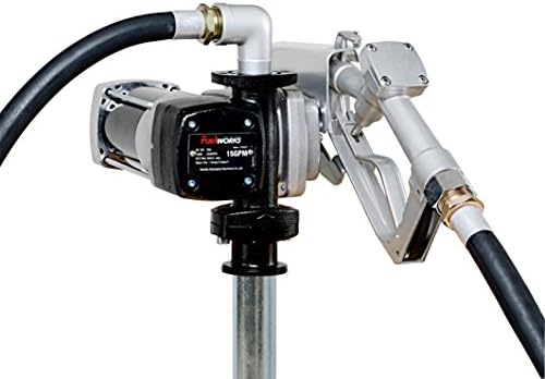 Fuelworks 10305708A 12V 15GPM Fuel Transfer Pump Kit with 14' Hose, Extensible Suction Tube and Manual Nozzle, Black