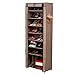 SONGMICS 10-Tier Shoe Tower Rack with Cover 27-Pair Space Saving Shoe Storage Organizer Mocha URXJ10K