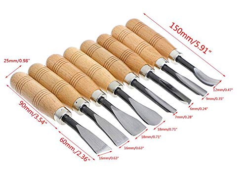 Alikeke 8 Piece Set Wood Carving Hand Chisel Tool Carving Tools Woodworking Professional Gouges New