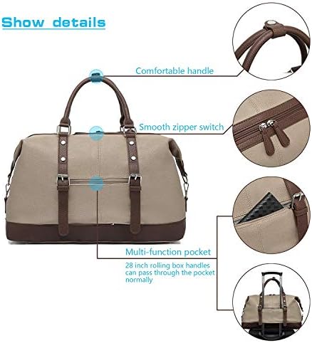 Travel Bag with PU Leather is not Easy to Tear and Break, Suitable for Business Trip, Tourism, Camping and Outdoor Activities (Beige-Pu) 5 Travel Bag with PU Leather is not Easy to Tear and Break, Suitable for Business Trip, Tourism, Camping and Outdoor Activities (Beige-Pu)