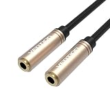 3.5mm Female to Female Stereo Coupler Plug, Vention 3.5mm Female Jack to Female Audio Cable Gold Plated Audio Extension Cable Aux Cable for Computer Mobile Phone PS3 PS4 1ft (0.3M)-Black