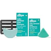 Ethique Beauty Curl-Defining Shampoo &amp; Conditioner Bar + Storage Tray Set for Thick, Curly Hair with Shea Butter - Plastic-Free, Vegan, Cruelty-Free