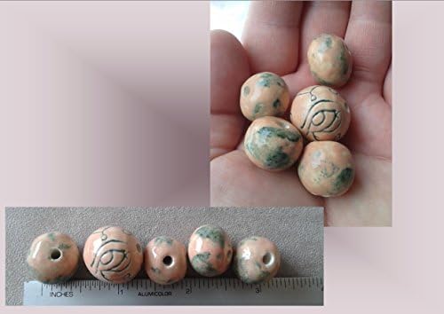 Set 5 Eye of Horus Rose Ceramic Beads Pink Macramé Beading Supplies with Silver Handmade