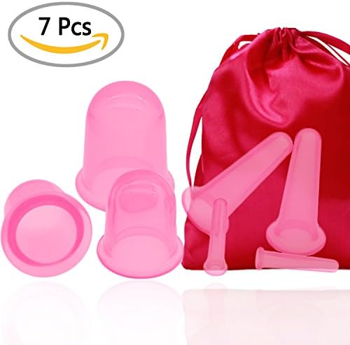 Silicone Cellulite Cup Set Vacuum Cupping Therapy (7 cups) By SBDX,Anti Cellulite Cups,Medical Silicone Body Massage Cups,Vacuum Therapy CupCuppingTherapy for Cellulite Body Massage Suction Cups (pink