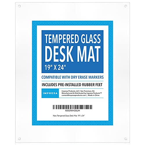 19" x 24" Tempered Glass Desk Mat to Protect Your Desk Sleek Glass