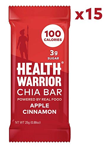 HEALTH WARRIOR Chia Bars, Apple Cinnamon, Gluten Free, Vegan, 25g bars, 15 Count