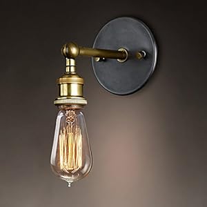 OurLeeme Vintage wandlampen, koperen kop industriële metalen wandlamp verstelbare retro messing lichtkop met E27-fitting…
