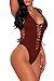 Lovezesent Women's Lace up High Cut One Piece Swim Tank Bodysuit