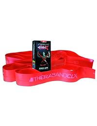 Cinta de resistencia TheraBand CLX con bucles consecutivos, sin látex, cinta profesional para terapia física, pilates del tren inferior, rutinas de cuerpo completo, medida precortada individual de 5 pies, 9 bucles, Rojo, 1