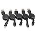 Micro USB to USB Retractable Sync Charger Cable (5pcs) (Black)