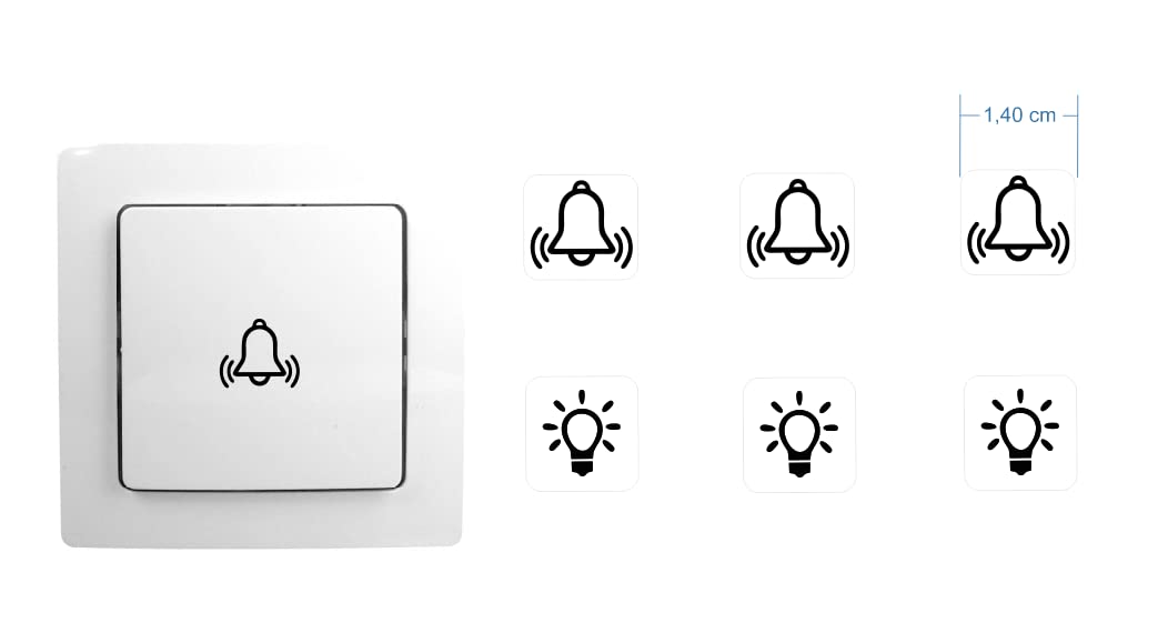 Switch sticker set with 3 x bells and 3 x light symbol sticker (RP14) (14 mm)
