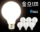 TORCHSTAR LED Dimmable G25 Globe Light Bulbs, 5W (60W Equiv.), 360° Glowing Frosted Glass Lens for Decorative, Warm White Ambiance Pro, Incandescent Replacement, Pack of 6