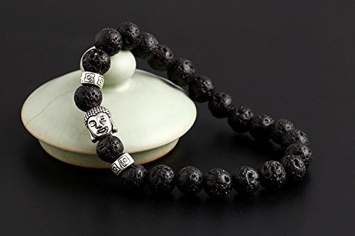 BLACK Natural Stone Silver Color Buddha Charm Bracelet Tiger Eye Beads Bracelets For Women and Men Fashion Jewelry mujer pulseras