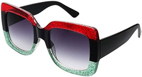 Cramilo Oversized Square Sunglasses Multi Tinted Womens Thick Frame Sun Glasses
