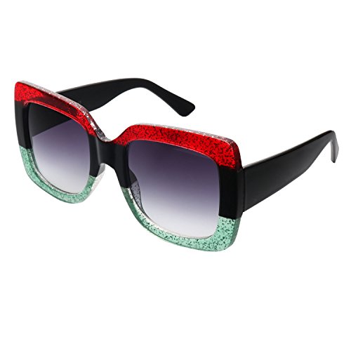 Cramilo Oversized Square Sunglasses Multi Tinted Womens Thick Frame Sun Glasses