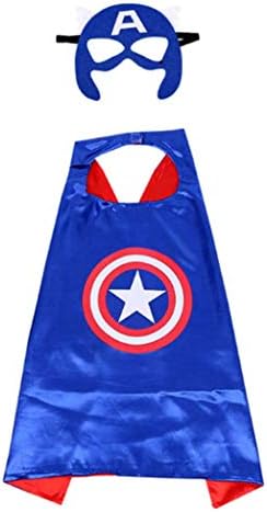 Farrosig Superhero Cape and Mask Costume Set for Kids (Captain America)