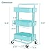 3-Tier Metal Mesh Storage Shelf Utility Rolling Cart with Removable Handle and Plug, Indoor or Outdoor Storage Organizer, Turquoise