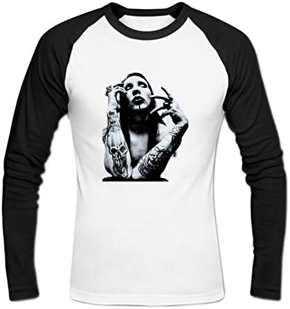 Men's Marilyn Manson Long Sleeve Baseball Shirt L White