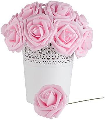 Umiss Roses Artificial Flowers Fake Flowers Wedding Decorations Set 50pcs Artificial Flora DIY Wedding Home Office Party Hotel Restaurant Patio Yard Decoration (50pcs Pink)