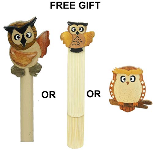 Sujetalibros de búhos x 2 Adornos de Animales de Madera tallados a Mano