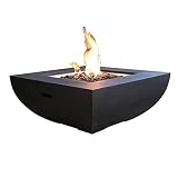 Modeno 33.9" Propane Fire Pit Table Outdoor Patio Furniture Fire Table, Concrete with Stainless Steel Burner - Aurora (Black)