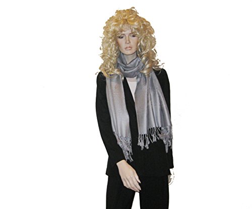 EVENING SHAWL, FAUX PASHMINA SHAWL IN JACQUARD PATTERN from Cashmere Pashmina Group (Medium Grey) EVENING SHAWL, FAUX PASHMINA SHAWL IN JACQUARD PATTERN from Cashmere Pashmina Group (Medium Grey)