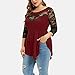 Lutos Women Plus Size O-Neck Floral Lace Asymmetric Three Quarter Ruffles Tops Tee Redthumb 2