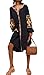 R.Vivimos Womens Autumn Long Sleeve Embroidery Oversized Single Breasted Button Up Dresses with Pockets (Large,Black)