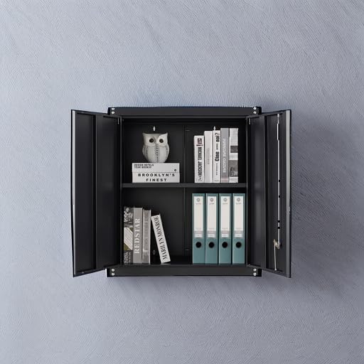 GREATMEET Metal Wall Cabinet, Wall Mounted Storage Cabinet with Lock for Garage Storage, Floating Cabinet with Doors and Adjustable Shelf for Utility Room,Tool Cabinets