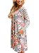HOTAPEI Casual Long Sleeve A-line Loose T-shirt Dresses For Women With Pockets Floral Midi Dress Blue4 Large