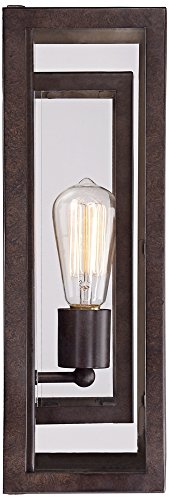 Double Box 15 1/2" High Clear Glass and Bronze Wall Light