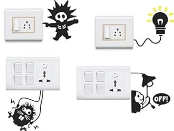 DECOR KAFE Funny Switch Board Wall Sticker Set of 4