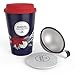 Steep & Strain Ceramic Tea Mug - Insulated Cup with Tea Infuser and Lid - Purple Floral