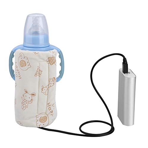 Baby Bottle Warmer - USB Portable Travel Mug Milk Heater Bottle Heater Feeding Bottle Infant Storage Bag (Color : Beige)