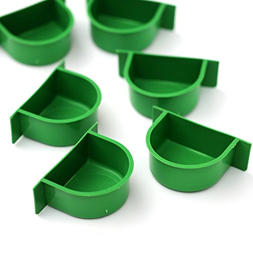 YOTHG Plastic Bird Feeding Trough Food Water Feeding Bowl Dish for Parrot Hamster Totoro Cage (Green)