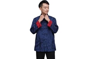 JSJTAMUS Tang Suit Men Hanfu Chinese Traditional Clothes Long Sleeve Top, Can be Worn on Both Sides