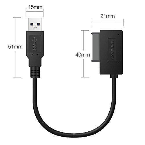 USB 3.0 to 7+6 13Pin Slimline SATA Laptop CD/DVD ROM Optical Drive Adapter Cable - Thumbnail 4