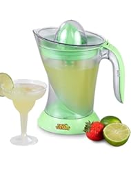 Nostalgia Taco Tuesday Electric Lime Juicer & Margarita Kit, Holds Margaritas, Daiquiris, Smoothies, Slushies, with Salt/Sugar Rimmer, Includes Four 8-Oz. Glasses, 32-Ounce, Green