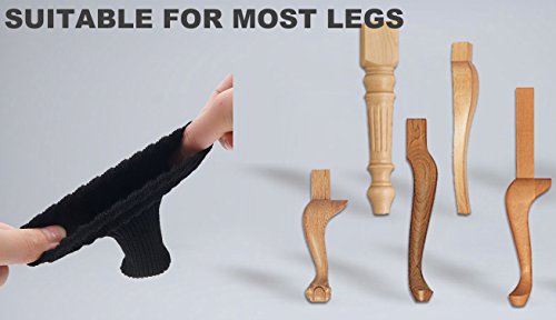 Meta-U- Knitting Wool Furniture Socks - Chair Leg Cover-Floor Protector-Reduce Noise and Scratches- Wearable and Washable- For Table|Chair|Dresser|Closet- 24 Pcs (black) - Thumbnail 2