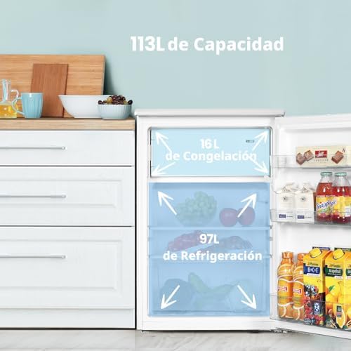 113 l Frigorífico de porta única com frigorífico, combinação compacta