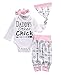 Emmababy Newborn Girls Clothes Baby Romper Outfit Pants Set Long Sleeve Winter Clothing (Newborn, White 1)