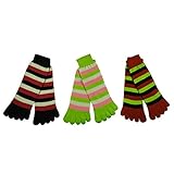 RSG Hosiery Funky Striped Toe Socks Kids/Children 3-Pack (Black/Red/Lime)