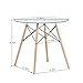 GreenForest Dining Table Modern Round Glass Clear Table for Kitchen Dining Room Coffee Table with Wood Legs
