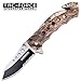 Spring Assisted Opening Rescue Tactical Pocket Folding Stainless Steel Blade Knife Outdoor Survival Camping Hunting - Brown Camo