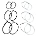IBLUE Jewelry Women's Black Hoop Earrings Sets Stainless Steel 6 Pairs a Set