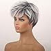 Short Silver Gray Fluffy Layered Wigs For Seniors Women