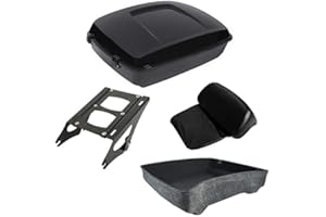 XFMT-MOTO-PART Chopped Tour Pack Trunk Razor Backrest Pad W/Two Up Mounting Rack for Harley Touring Road King Street Glide 2014-2023