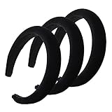 QtGirl 3 Pcs Womens Black Thick Padded Headbands 1