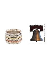 NOVICA Anillo giratorio de meditación de plata de ley 925 con diseño de cinco delicias